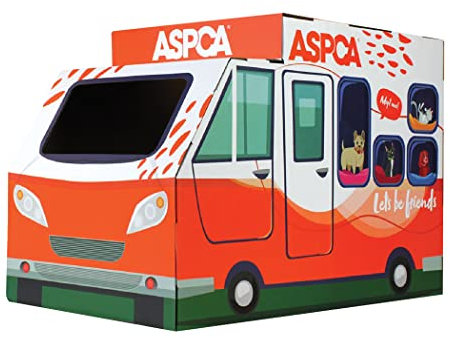 ASPCA Casetta per gatti e tiragraffi con erba gatta inclusa, camion per adozioni (CAS2030)