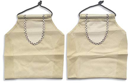 Pack of 2 Hanging Mesh Storage Bags - Durable Fruit and Veg Basket Bags - Reusable Storage Net Bags for Garlics, Potatoes, Onions