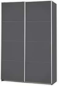 Rauch Möbel Caracas - Armario con 2 Puertas, Color Gris, Incluye 2 Barras para Ropa, 4 estantes, 1 Barra de Ganchos, 136 x 210 x 62 cm