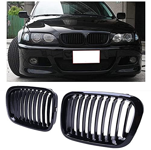 TOOWGM Nieren-Kühlergrill, kompatibel für BMW E46 3er Serie 320I 325I 325Xi 323I 328I 330I 4D 4-Türer 1998–2001 glänzend schwarz 51138208489 5 (schwarz)