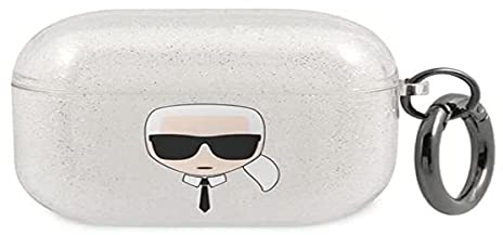 Karl Lagerfeld KLA3UKHGS Hülle für AirPods 3 Silber Glitter Karl`s Head