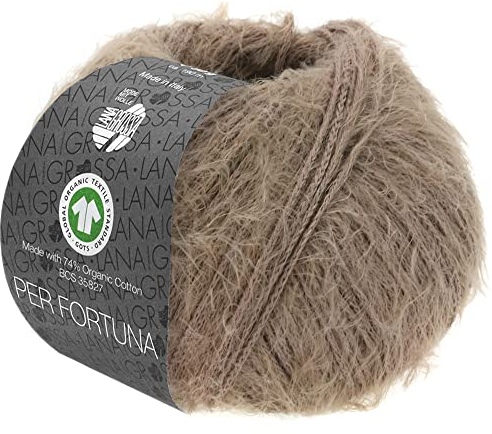 LANA GROSSA Per Fortuna GOTS | Leichtes Sommerflauschgarn mit Baumwolle | Handstrickgarn aus 74% Baumwolle (Bio) & 26% Polyamid | 50g Wolle zum Stricken & Häkeln | 190m Garn FB 29