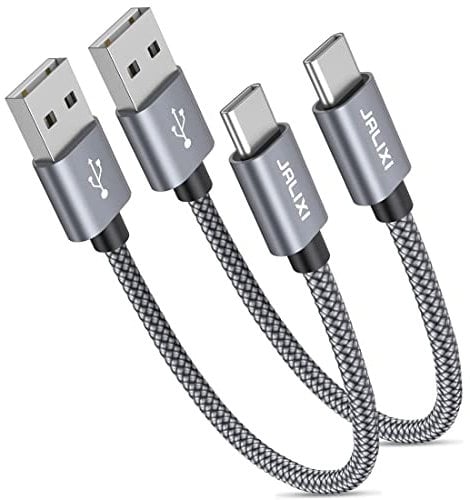 JALIXI Short USB C Cable 30CM, USB to USB C Cable Fast Charging Nylon for iPhone 16/15 Pro Max, Samsung Galaxy S24 S23 S22 A55 A54 A35 A25 A15, Car Charger, Android Auto, Powerbank