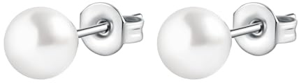 Lieson Titan Ohrringe Damen, Damen Ohrstecker Silber Ohrringe Perle 4/5/6/7/8MM