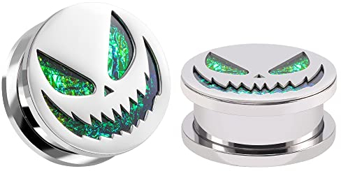 COOEAR 1 Pair Gauges for Earrings Flower Fake Opal Tunnels Ear Plugs Flesh Stretchers Expander 0g to 1 Inch., 00G(10mm), Metal, sandstone