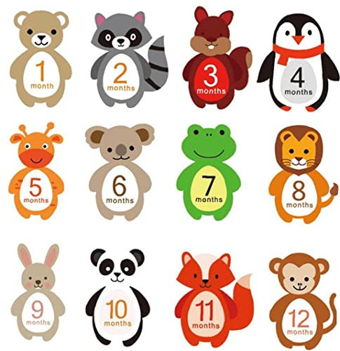 12pcs Month Sticker Baby Photography Commemorative Card Number Milestone Memorial Sticker Newborn Baby Photo Props Accessories