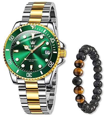 Raitown Uhren Herren Wasserdicht Multifunktional Analog Quarz Uhr Geschäft Stylisch Lässig Leuchtend Edelstahl Armbanduhr für Männer