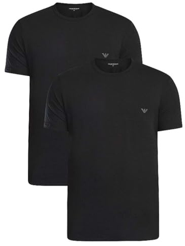 Emporio Armani Man's Core Logoband 2-Pack Crew Neck T-Shirt, Black, XL, Regular