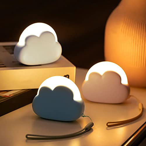Aicharynic 2 Stück LED Nachtlicht Kinder, Tragbar USB Aufladbar, Dimmbar, Rosa + Weiß, Wolkenform-Design, Ideal für Schlafzimmer, Kinderzimmer, Babyzimmer