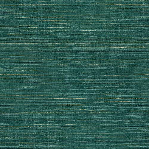 VEELIKE Teal Green Grasscloth Wallpaper 32''x354'' Textured Green Peel and Stick Wallpaper Self Adhesive Waterproof Linen Grasscloth Contact Paper for Cabinets Walls Furniture Room Decor Accent Wall