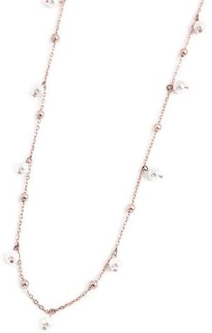 Marlù COLLANA CON PERLE 3.30MM E SFERE CATENA 90CM ACCIAIO INOSSIDABILE 2CO0067R-W (PVD rosè)
