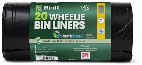 BinIt 20 Wheelie Bin Liners 240 Litre, Eco-Friendly, Bin Bags, Refuse Sacks, Recycled, Strong & Secure, Tear Resistant, 30 μm, Perfect for Standard 240L Wheelie Bins