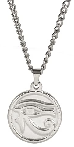 EUEAVAN Ankh Auge des Horus Damen Halskette Ägyptisches Schutzsymbol Feines Schutzamulett Heidnische Glücksbringer Halsband Böses Auge Schmuck Mädchen Frauen (Silber)