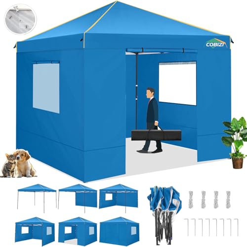 COBIZI Tonnelle Pliante 3x3 Imperméable avec 4 Parois Barnum Pliant 3x3 Professionnel Protection UV Chapiteau Pliable Tente de Reception Tonnelle de Jardin,Terrasse,Exterieur