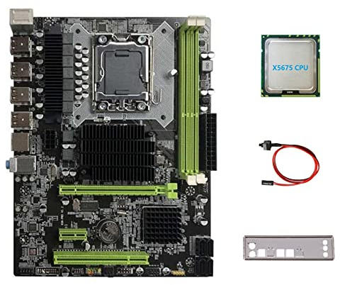 Lodokdre Placa base X58 LGA1366 compatible con tarjeta gráfica DDR3 ECC RAM compatible con CPU X5675 + cable de interruptor