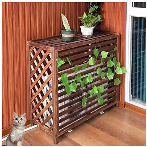 Cubierta De Aire Acondicionado Exterior, Cubre Aire Acondicionado De Madera, Funda Protector Solar, Paneles De Valla Decorativa Privacidad, Estante Para Aire Acondicionado ( Size : L105xW47xH80cm )