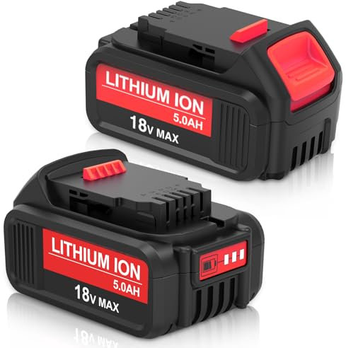 Kengdor 5.0Ah 2Pcs Batteries Replacement for Dewalt Battery 18V DCB181 DCB180 DCB184 DCB182 DCB201 DCB200 for Dewalt Battery 18V 5.0Ah