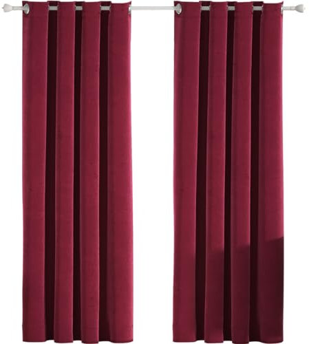 Ystyle Velours Thermiques Lot De 2 - Rideau 100% Occultant 140×260cm, Thermique Isolant Anti Froid, Opaque Salon Moderne, Phonique Anti Bruit Chambre, Bourgogne