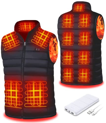 Heated Vest with Battery Pack Unisex Warming Heating Clothes with 3 Heating Levels 15 Heating Zones Electric Heated Vest(M)