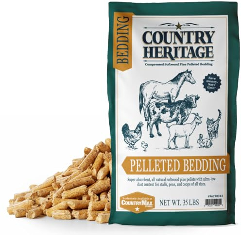 Country Heritage Pine Pellet Bedding – Low Dust, Highly Absorbent, All-Natural Softwood Pellets for Small Animals & Chicken Coops, 35 lb (Pack of 1)