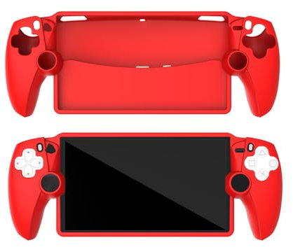 Silicone Protective Case For Sony PlayStation Game Console, Anti-Scratch Game Handheld Protective Cover Game Machine Protector (Red)