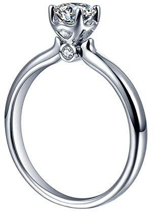 EKSED Massiver 0,5 ct Lab Grown Diamond D Farbe Vvs1 Hearts And Arrows Moissanit Diamant 4 Zinken Solitär Ehering