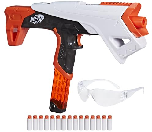 Nerf Pro Torrent - Freccette a Mezza Lunghezza, 150 FPS, Caricatore 15 Freccette, Azione a Pompa, Occhiali - Regali per Adolescenti, Dai 14 Anni in Su