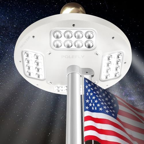 Luz solar para mástil de bandera, 2000 lúmenes, luz de poste de bandera de tercera generación, la luz solar del mástil de bandera está equipada con 42 cuentas LED y baterías de 5000 ma, cobertura de