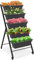 Vertikales Hochbeet Mit 5 Etagen, Vertikalbeet Mit Rollen, Blumenbeet Mit Pflanzkästen, Blumenkasten, Blumentreppe Für Blumen, Kräuter, Gemüse, Für Terrasse Oder Balkon-Schwarz||57 x 68 x 117 cm
