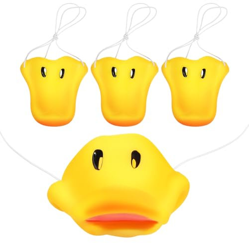 Zerodeko 4 accesorios de disfraz de nariz de pato, máscaras de billetes, mini máscara de pico amarillo, máscara de nariz de animal de pájaro para cosplay