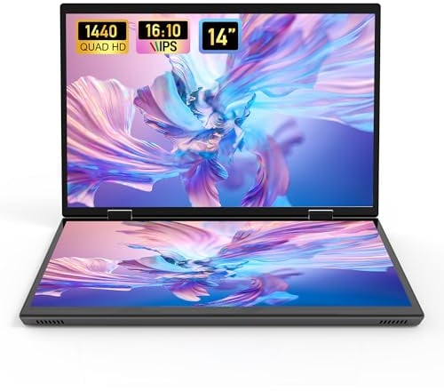 KingnovyPC Dual Screen Laptop Touchscreen 14 Inch 2.5K Full HD IPS Windows 11 Tablet PC 12th Gen Intel N95 Quad-Core up to 3.4Ghz Notebook Computer with 2 Type-C/2 USB3.0/HDMI, 8G RAM 256G SSD