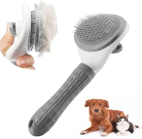 ZDXY Cat Grooming Brush with Release Button Gently Removes Loose Undercoat, Cat Dog Brush for Shedding, Self Cleaning Slicker Brush Cat Comb, Pet Masage Tool for Short or Long Hair Indoor Cats