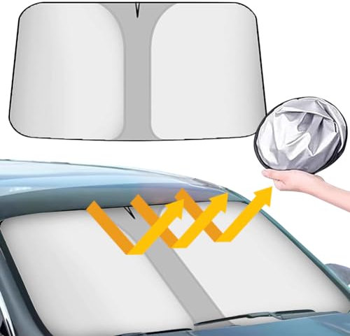 Parasol Parabrisas Delantero para Coche134x65cm,Parasoles para Protección Frente Al Calor Y Los Rayos UV,Parasol Delantero Coche Plegable,Accesorios Coche Interior,Protección Solar