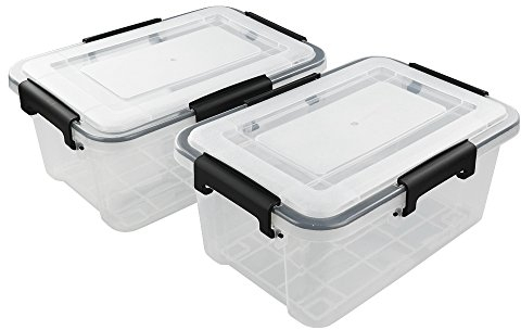 Annkky 10 Liter Plastic Container with Seal Circle Lid, Transparent Storage Boxes Set of 2