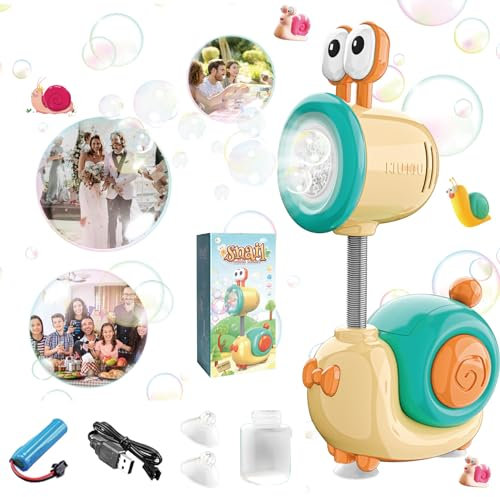 Shinybox Elektrisch Seifenblasenspielzeug, Schnecke Seifenblasenmaschine, Seifenblasenmaschine mit 90ML Seifenblasenlösung, Electric Schnecke Seifenblasen Maschine für Party/Hochzeit/Geburtstag(Gelb)