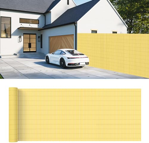 Kidsgigglz Canisse en PVC Brise Vue, Intimité Paravent de Jardin, Décorative Palissade en PVC, Anti UV, Intempéries, avec Attaches de Fixation, Clôture en PVC pour Balcon Terrasse,1,2x5m,Bambou