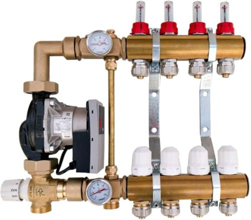 Heating-Install Festwertregelset Fußbodenheizung Heizkreisverteiler 10 Kreise Mischgruppe Temperaturregeleinheit Heizungsverteiler Energieeffiziente WILO Umwälzpumpe Mischventil