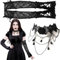 Yueser Spitzenhandschuhe Schwarz,Netzhandschuhe Schwarz und Choker Kette Damen Schwarze Handschuhe Kostüm Handschuhe Lang Schwarz Hexen Zubehör Vampir Gothic Spitze Punkhandschuhe für Halloween Lolita