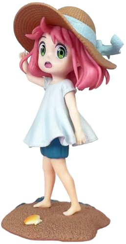 Anjinguang Anya Forger Figur Statue Anime Anya Actionfigur Strand Strohhut Modell PVC Cartoon Figur Sammlerstück Desktop Figur Dekoration Geschenke 17cm