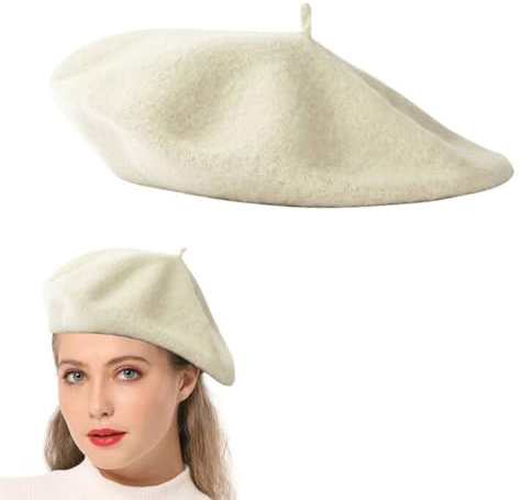 Cerioll Baskenmütze, Barett, Barett Mütze, Barett Mütze Damen, Klassische Französischen Barett, Beret Mütze, Damen Französischen Baskenmütze Franzosenmütze, Barett Bordeaux, Baskenmütze (Weiss)