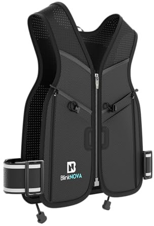 BLINKNOVA Running Vest with Phone Holder | Hydration Pack for Men & Women | Lightweight Reflective Running Accessories | Includes 500ml Water Bottle (Front Zip : M/L)