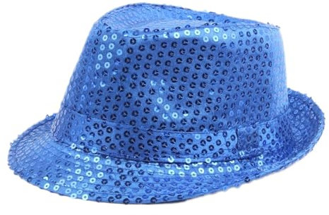 Anevous Pailletten Hut Herren, Glitzer Partyhüte Erwachsene Erwachsene Paillettenhut, Bühnenhut für Kostümzubehör Kostüm Karneval Mottoparty, Verkleidung,Marineblau 60cm