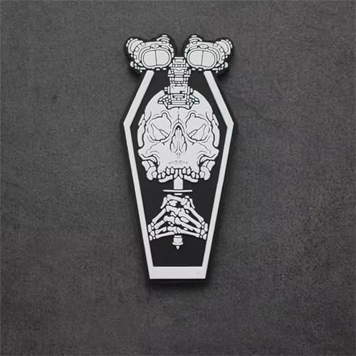 Viusneun 3D PVC Klett Patch Skelett Schädel Patches Klett für Rucksäcke Kleidung Moral Militär Patches Aufkleber Abzeichen Klettbänder (B)