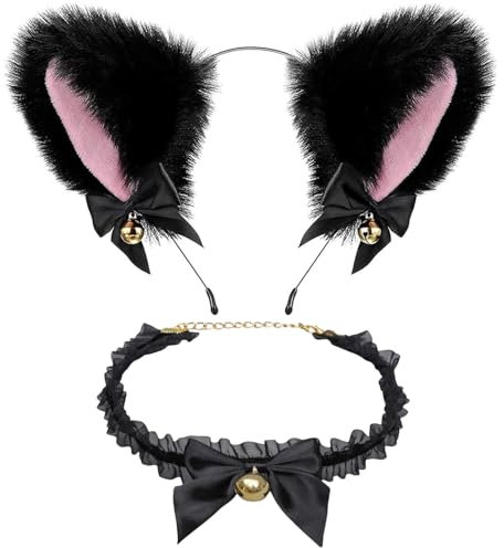 YSTrillion Bandeaux Oreilles de Chat,2 Pièces Oreille de Chat Serre Tete,Cosplay Serre TêTe Chat pour Femmes Filles Vie Quotidienne et Décoration de Fête Cosplay Fête Halloween Jeu de Rôle