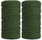 Fyfjur Makramee Garn 4mm, 2 Rollen Grün Cotton Macrame Cord, Makramee Schnur, Baumwollschnur, Paketschnur für Wandbehang, Traumfänger, DIY Basteln, Wandteppichen, Hängepflanze Pflanze Aufhänger, 200m