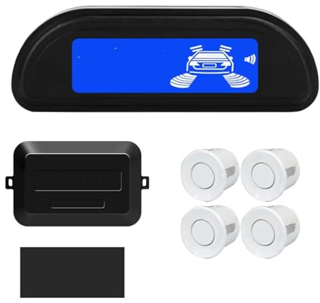 Sensore Parcheggio Kit Kit Sensore Parcheggio Per Auto Con Monitor LED Retromarcia Parktronic Automatico Da 22 Mm, 4 Sensori, Rilevatore Radar, Display Retroilluminato Auto Sensori Di Parcheggio(Bianc