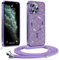 Phoona handyband Hülle für iPhone 11 Pro Max mit Band, Glitzer Handyhülle Kompatibel mit MagSafe, Ganzkörperschutz Kratzfeste Stossfest Schutzhülle mit Einstellbar Kette, Lila