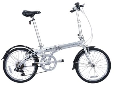 Dahon Route Klappfahrrad Erwachsene 20 Zoll Faltrad mit 7 Gang Schaltung, Leichter Aluminiumrahmen, Faltbares Citybike für Pendler und Reisen Silber
