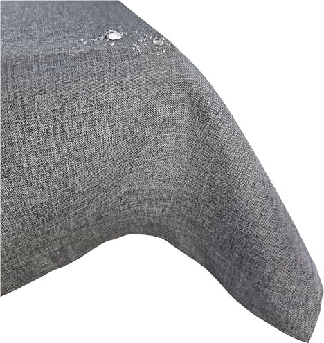 Abwaschbare Fleckenabweisende Leinenoptik Tischdecke (Grau 130x220cm Eckig) hohe Stoffdichte GSM240g/m² Fleckschutz Lotuseffekt Wasserabweisende Kratzfeste Tischdecken Eckig/Oval/Rund viele Größen