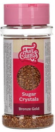 FunCakes Sugar Crystals Zuckerstreusel, Bronze Gold, 80 g | Guter Geschmack, Perfekt zum Dekorieren von Eis, Kuchen, Cupcakes, Cake Pops, Donuts und Kekse, Sprinkle Streusel Mix